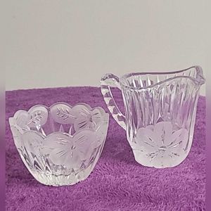 Beautiful Vintage Madison Avenue 24% Lead Crystal, 2 piece Cream & Sugar Set, EC